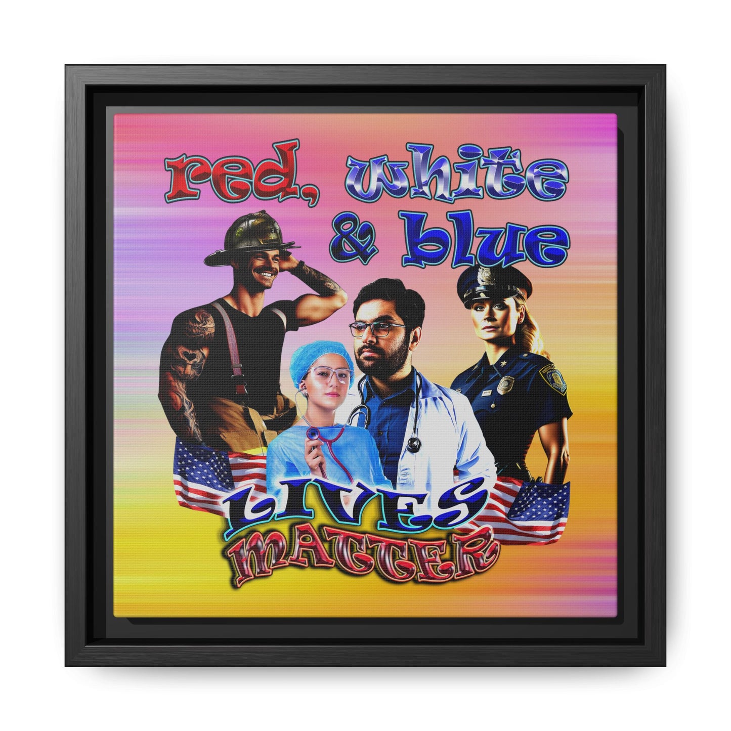 rw&b lives matter - framed canvas art (color blur)