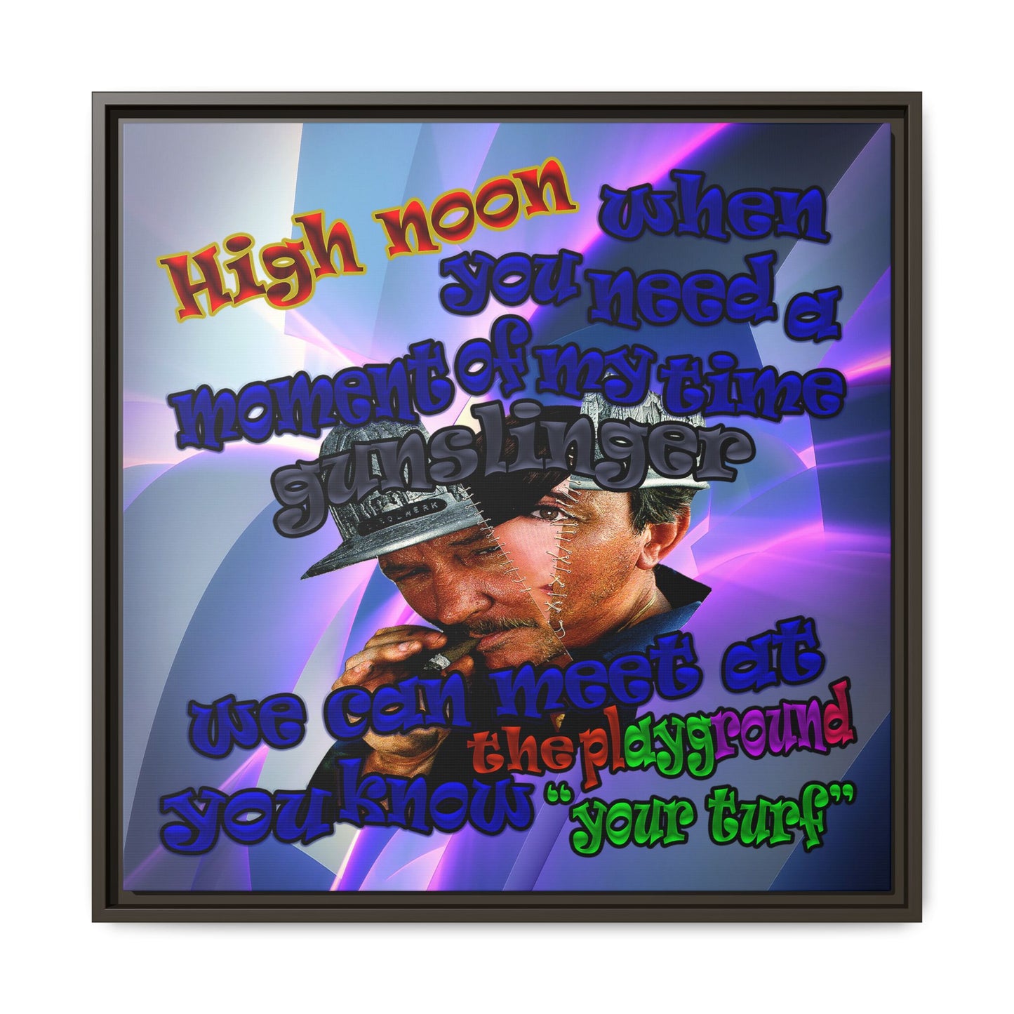 high noon - framed canvas art (grey-pink wave)
