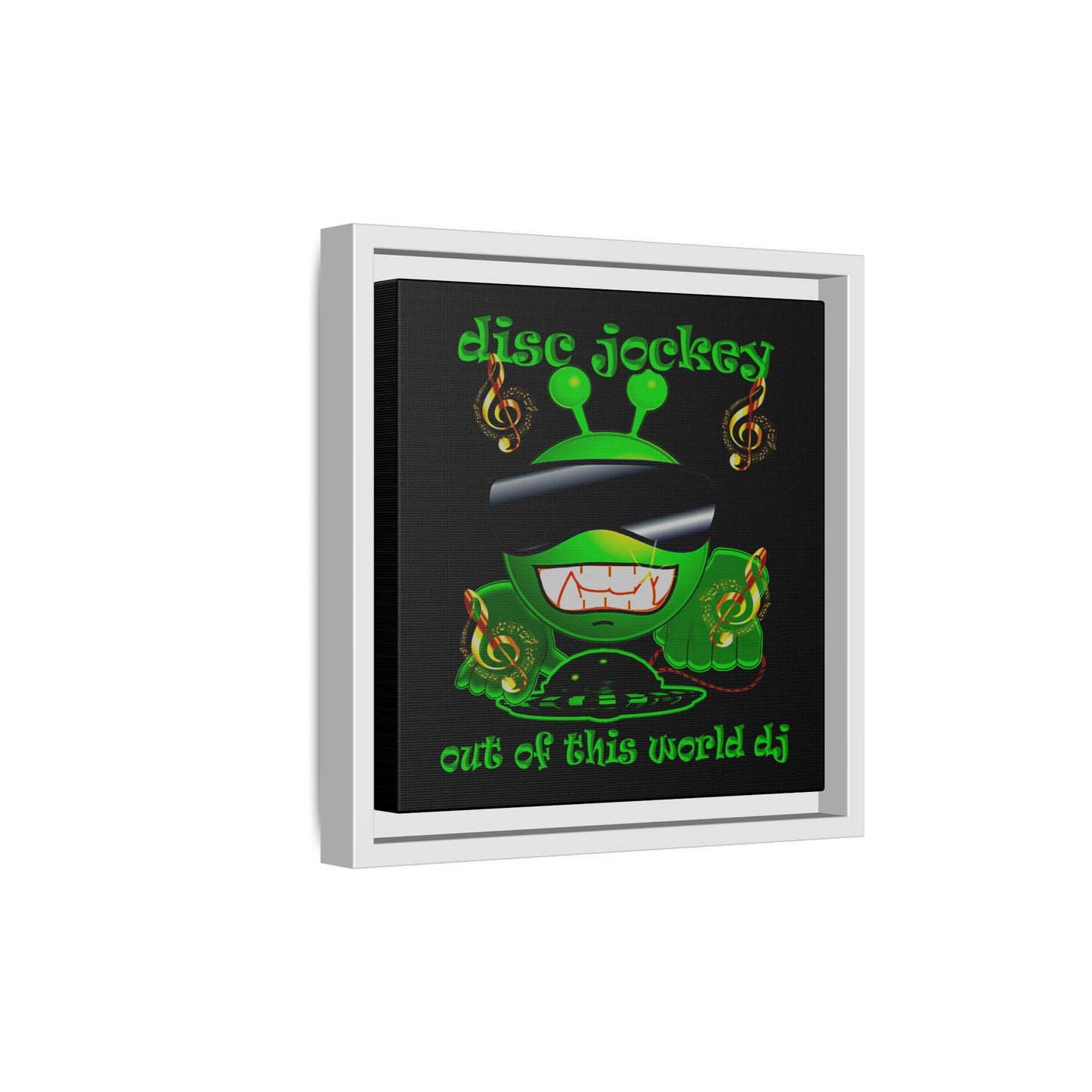 disc jockey - framed canvas art (black)