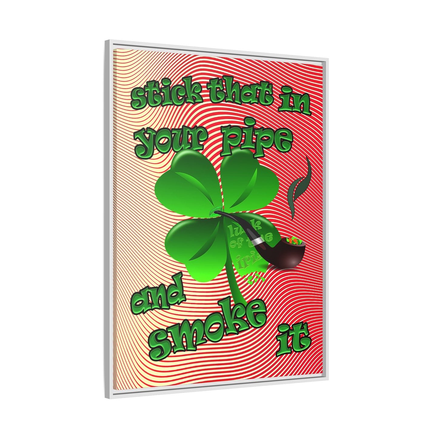 stick that in your pipe and smoke it - framed canvas art (yellow-orange wave)