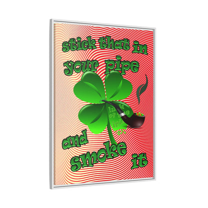 stick that in your pipe and smoke it - framed canvas art (yellow-orange wave)
