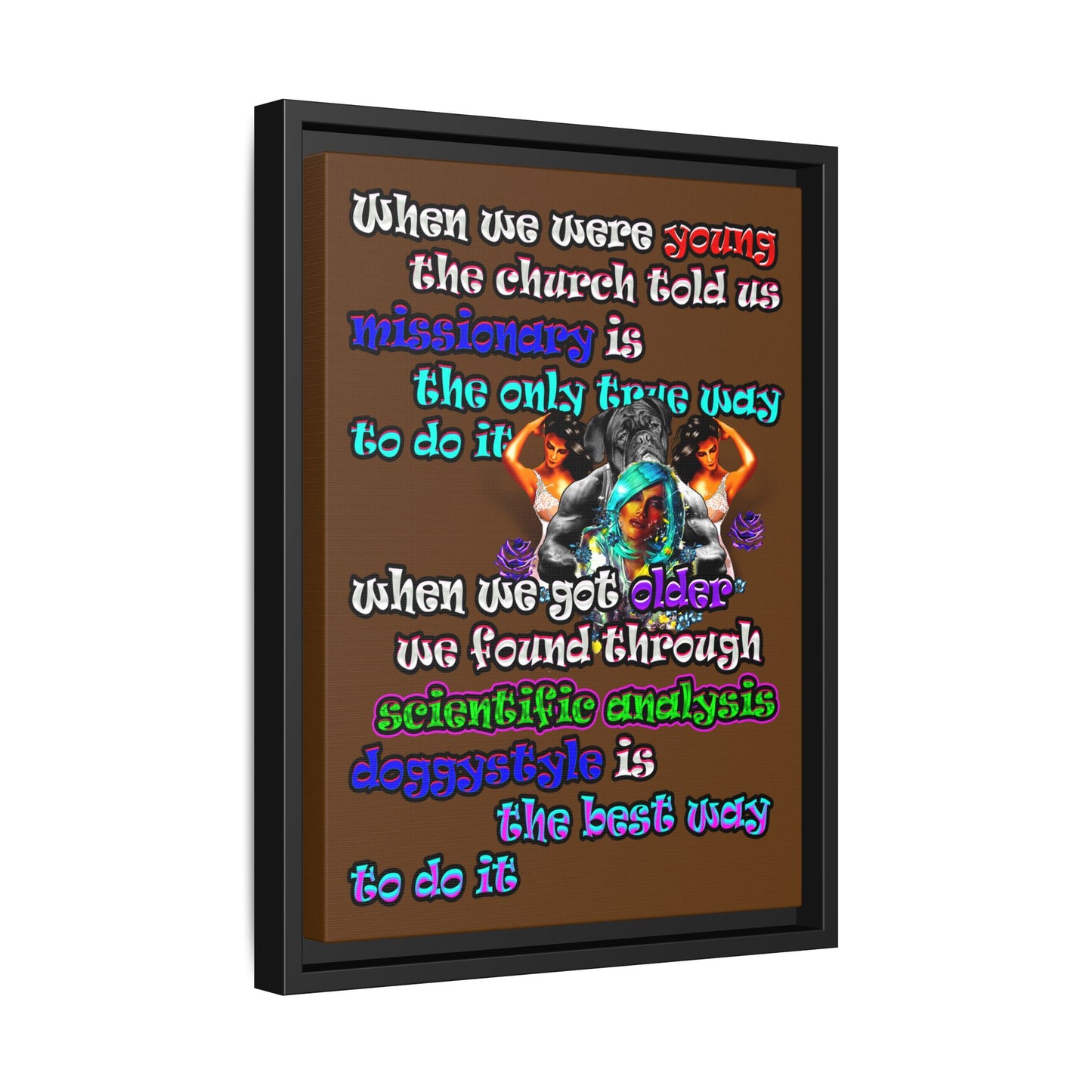 doggystyle - framed canvas art (brown)