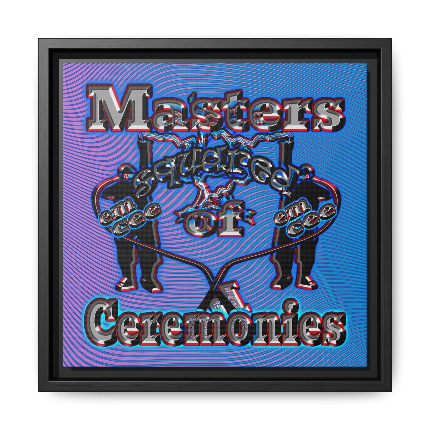 em cee squared - framed canvas art (light blue-purple wave)