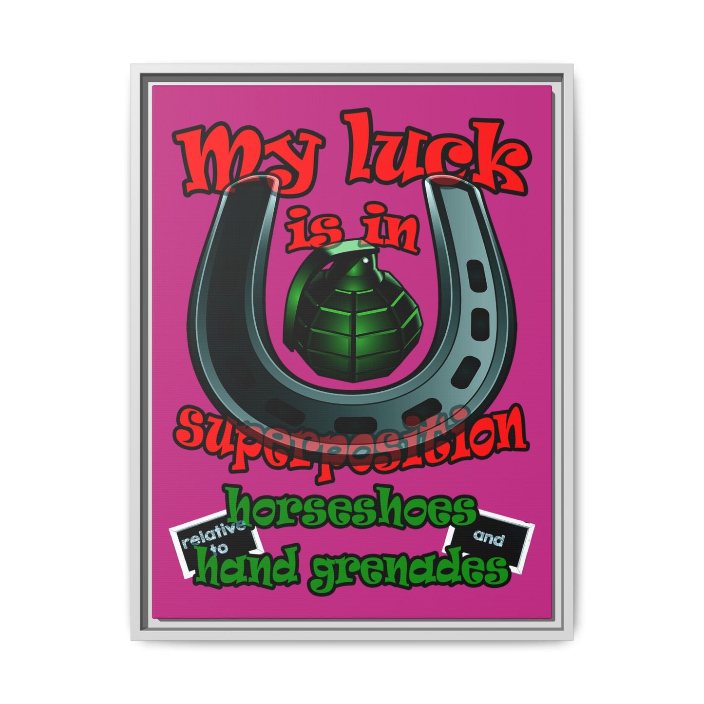 my luck - framed canvas art (pink)