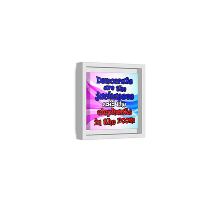 donkeys and elephants - framed canvas art (light blue-pink wave)