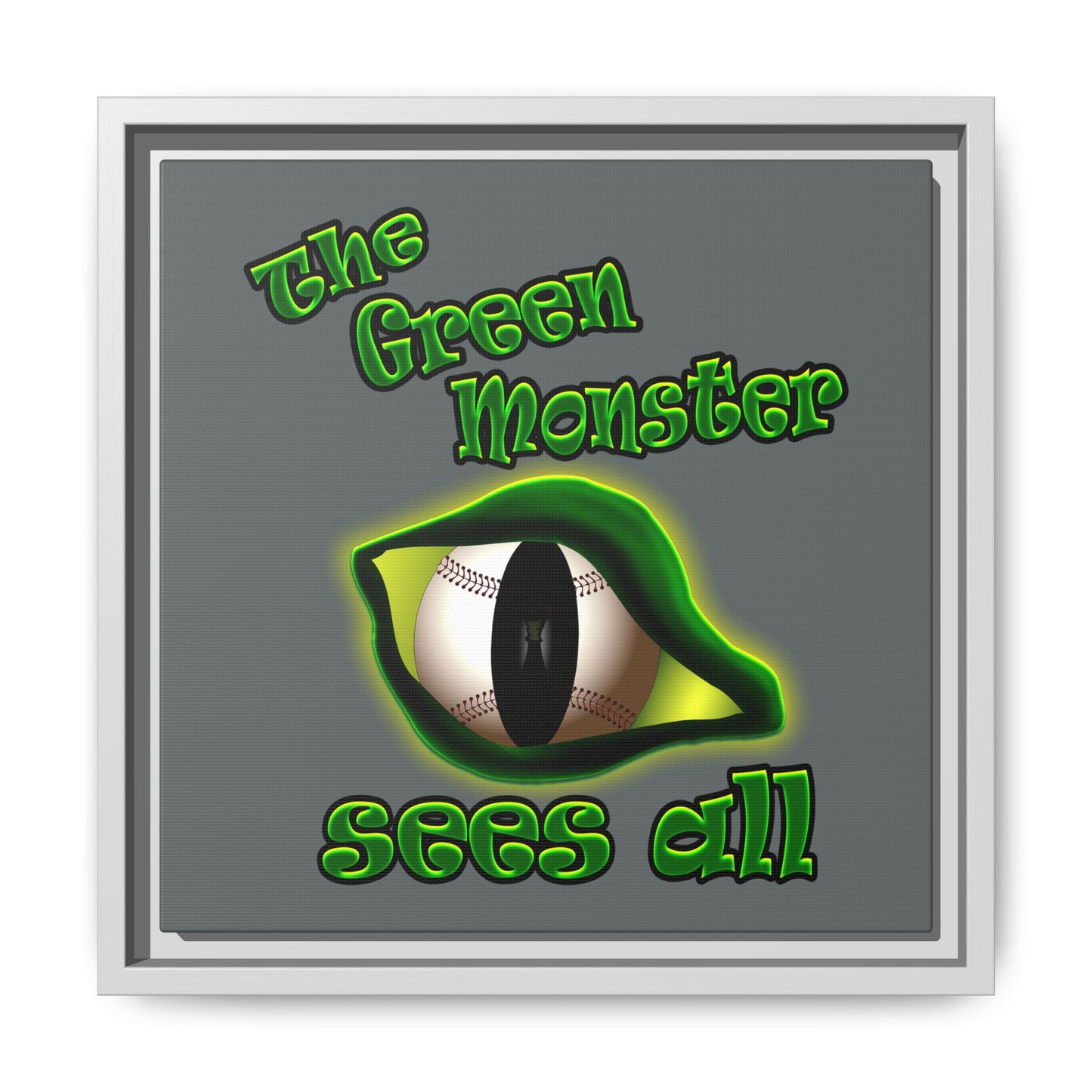 green monster - framed canvas art (dark grey)