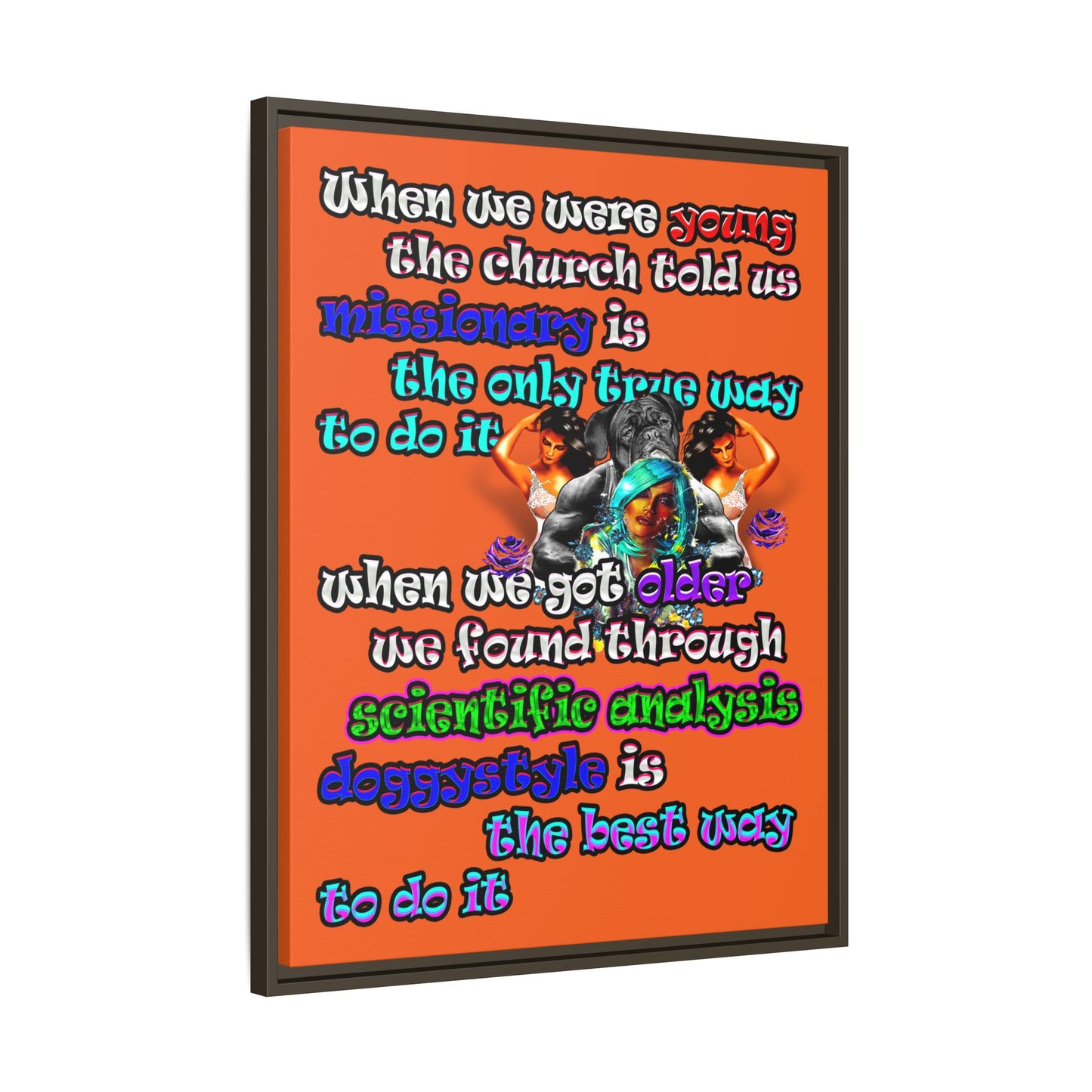 doggystyle - framed canvas art (orange)