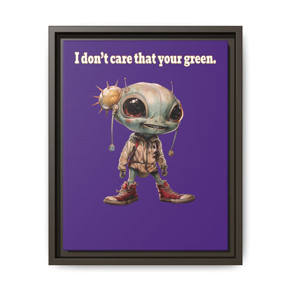 I don't care that your green - framed canvas art (purple)