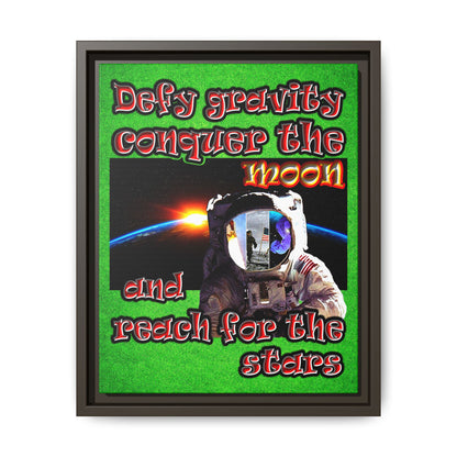 defy conquer reach - framed canvas art (green turf)