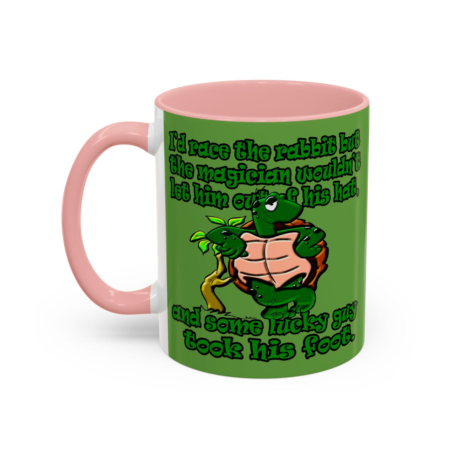 turtle race - Accent Mug (green)
