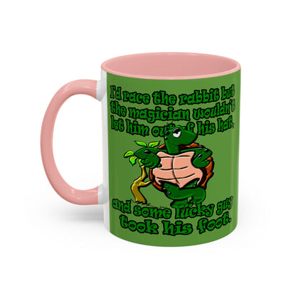 turtle race - Accent Mug (green)