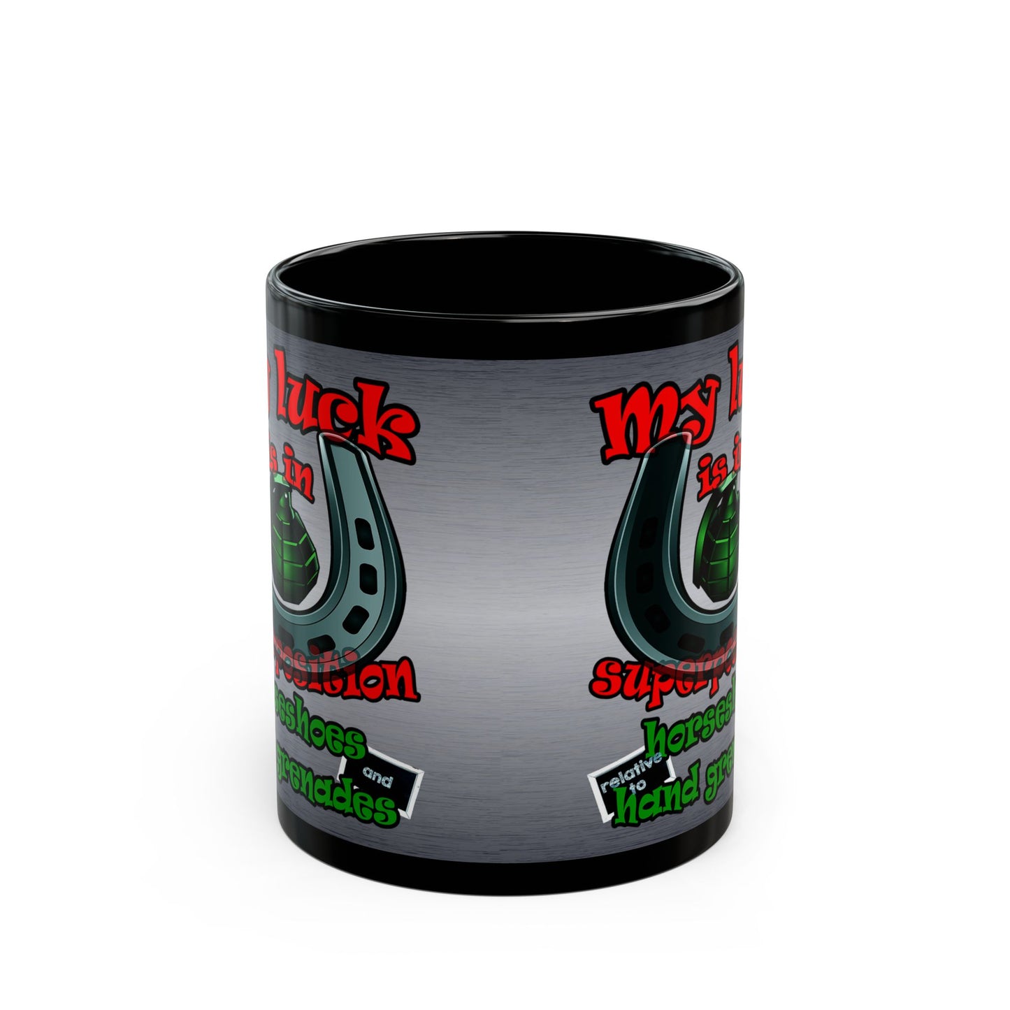 my luck - Black Mug (brushed nickel)