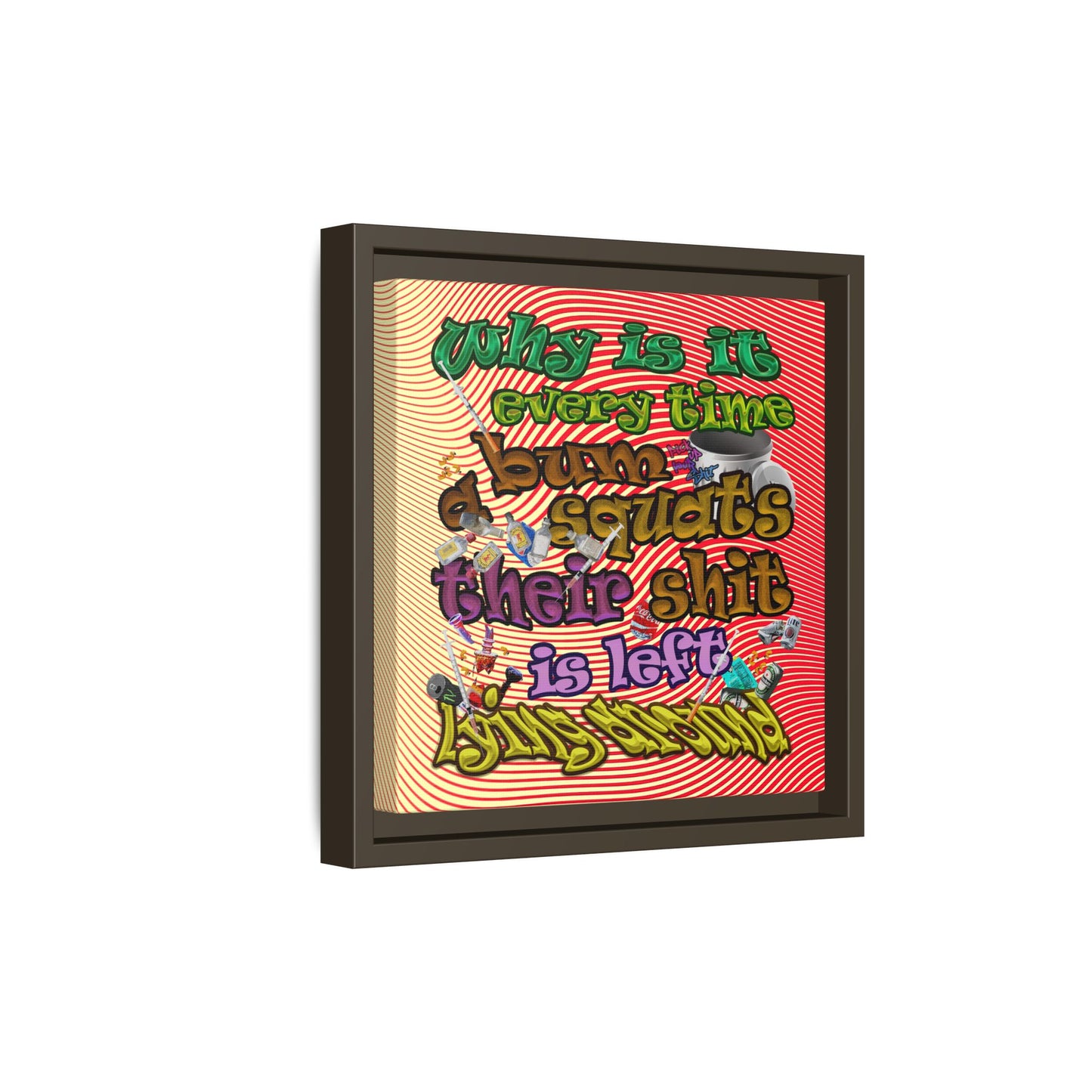 the bum's shit - framed canvas art (yellow-orange wave)