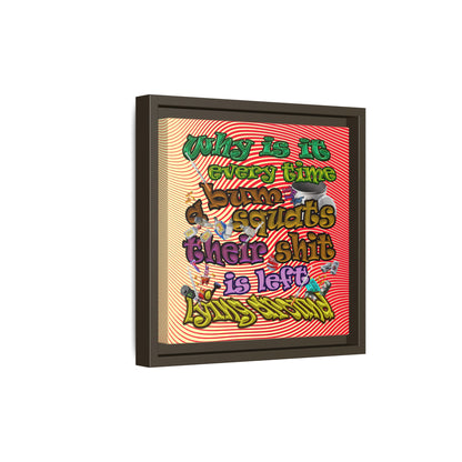 the bum's shit - framed canvas art (yellow-orange wave)