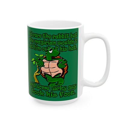 turtle race - White Mug (dark green)