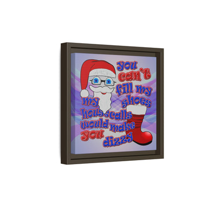 santa's shoes - framed canvas art (light blue-pink wave)