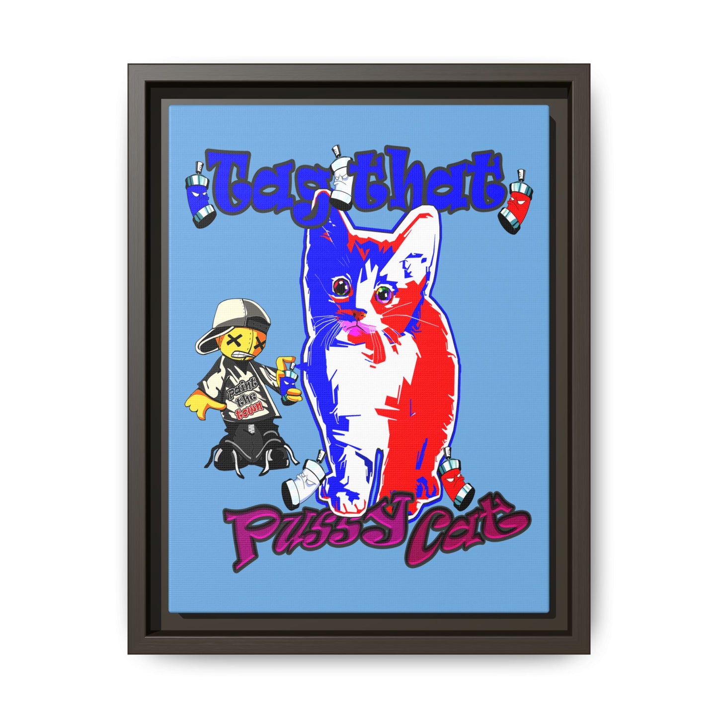 tag that - framed canvas art (light blue)