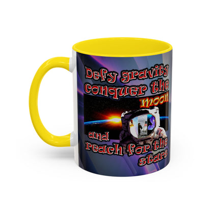 defy conquer reach - Accent Mug (grey-pink wave)