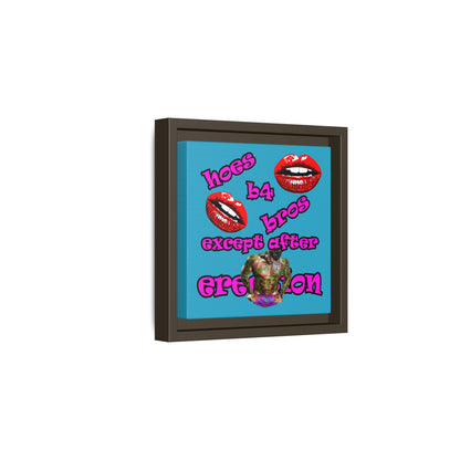 hoes b4 bros - framed canvas art (turquoise)
