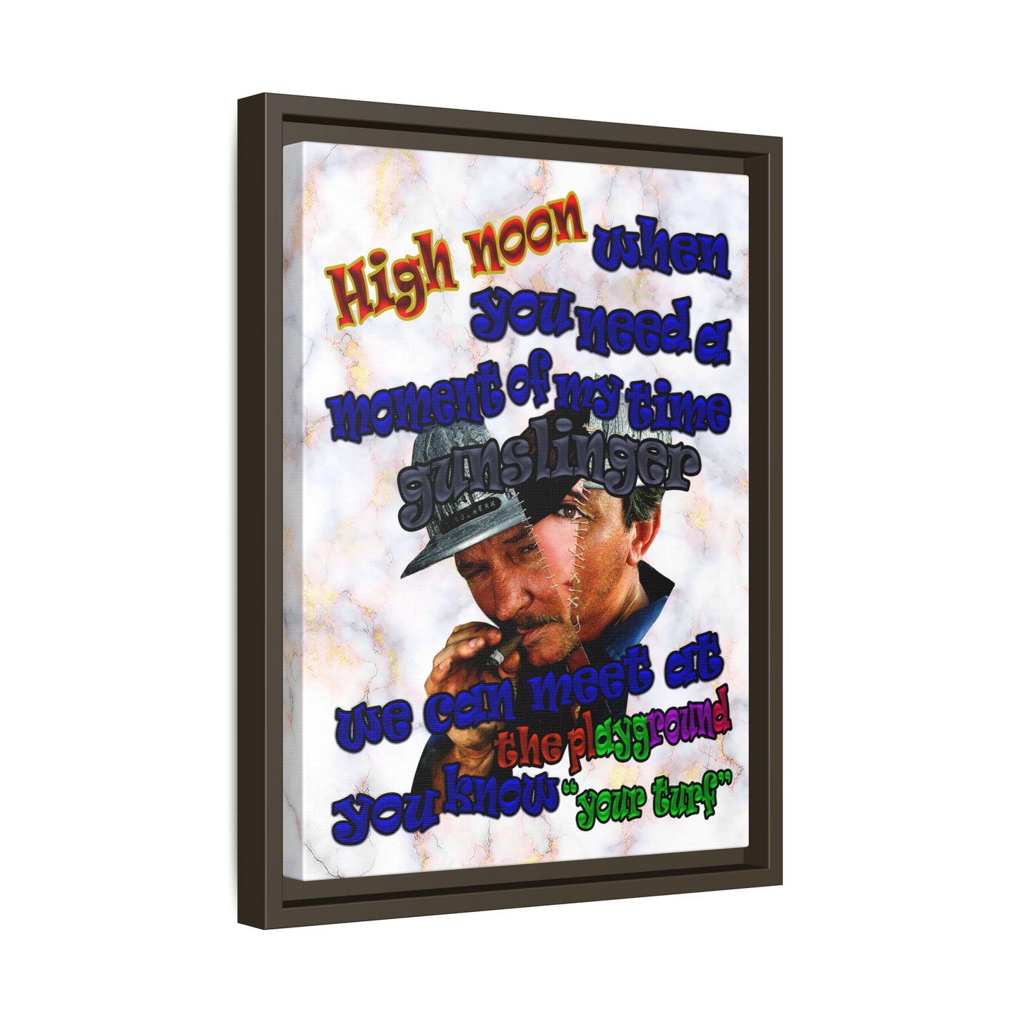high noon - framed canvas art (white marble)
