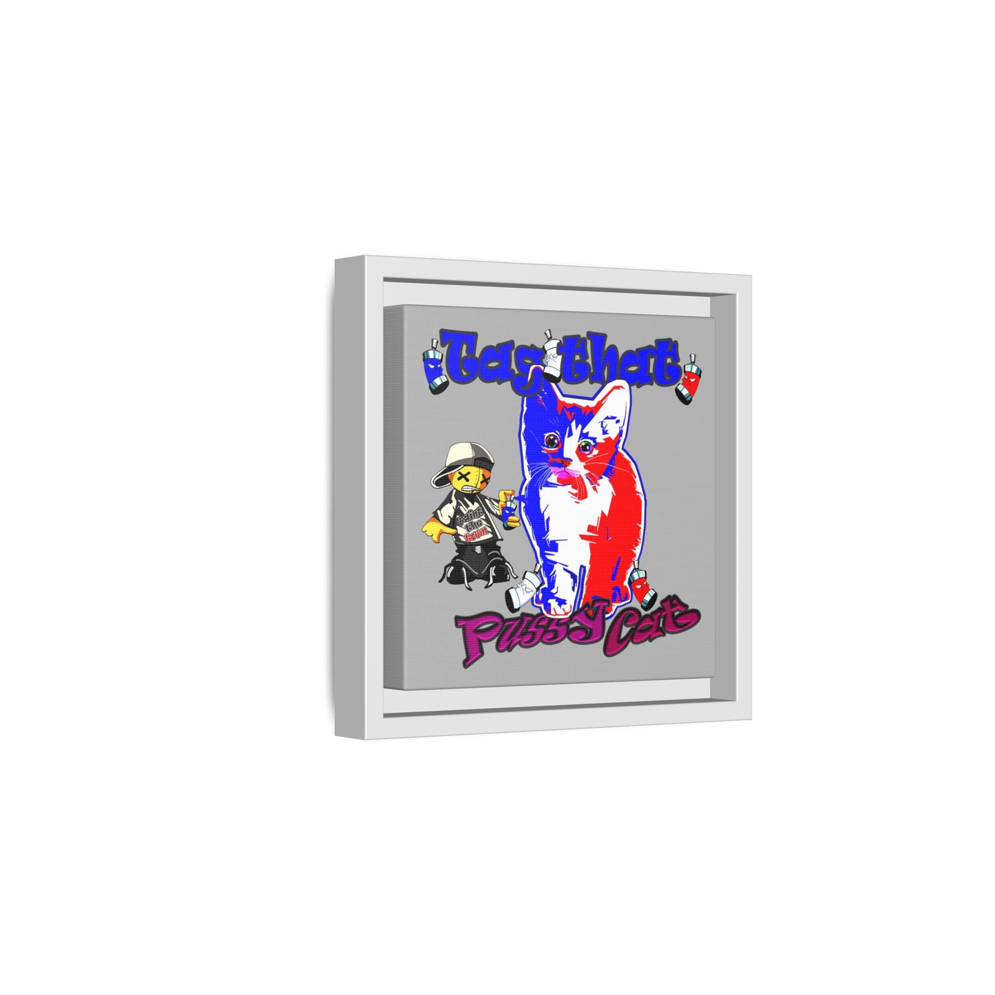 tag that - framed canvas art (light grey)
