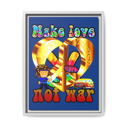 love peace - framed canvas art (dark blue)