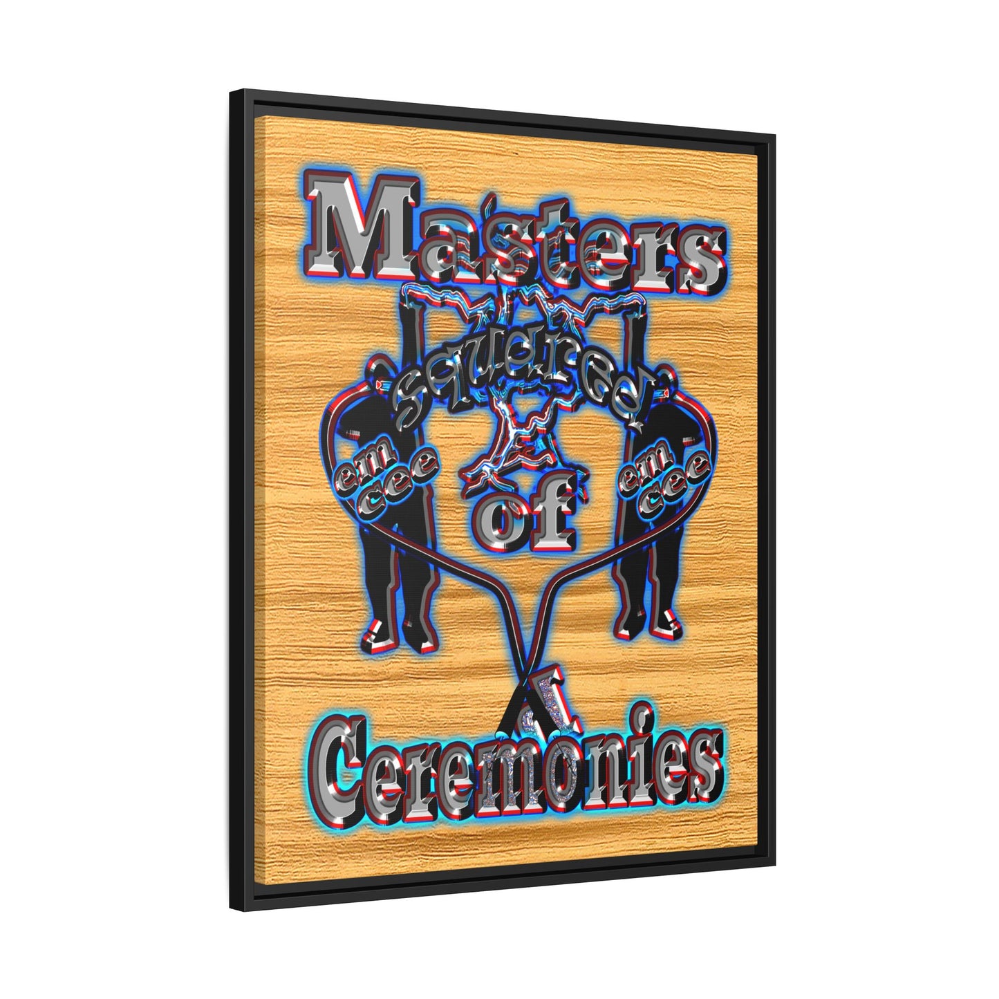 em cee squared - framed canvas art (butterscotch wood finish)