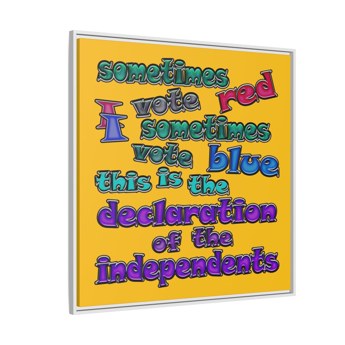 declaration of the independents - framed canvas art (yellow)