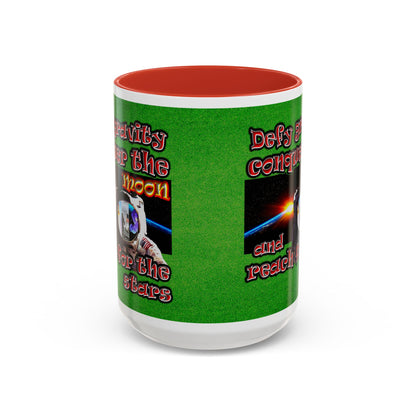 defy conquer reach - Accent Mug (green turf)