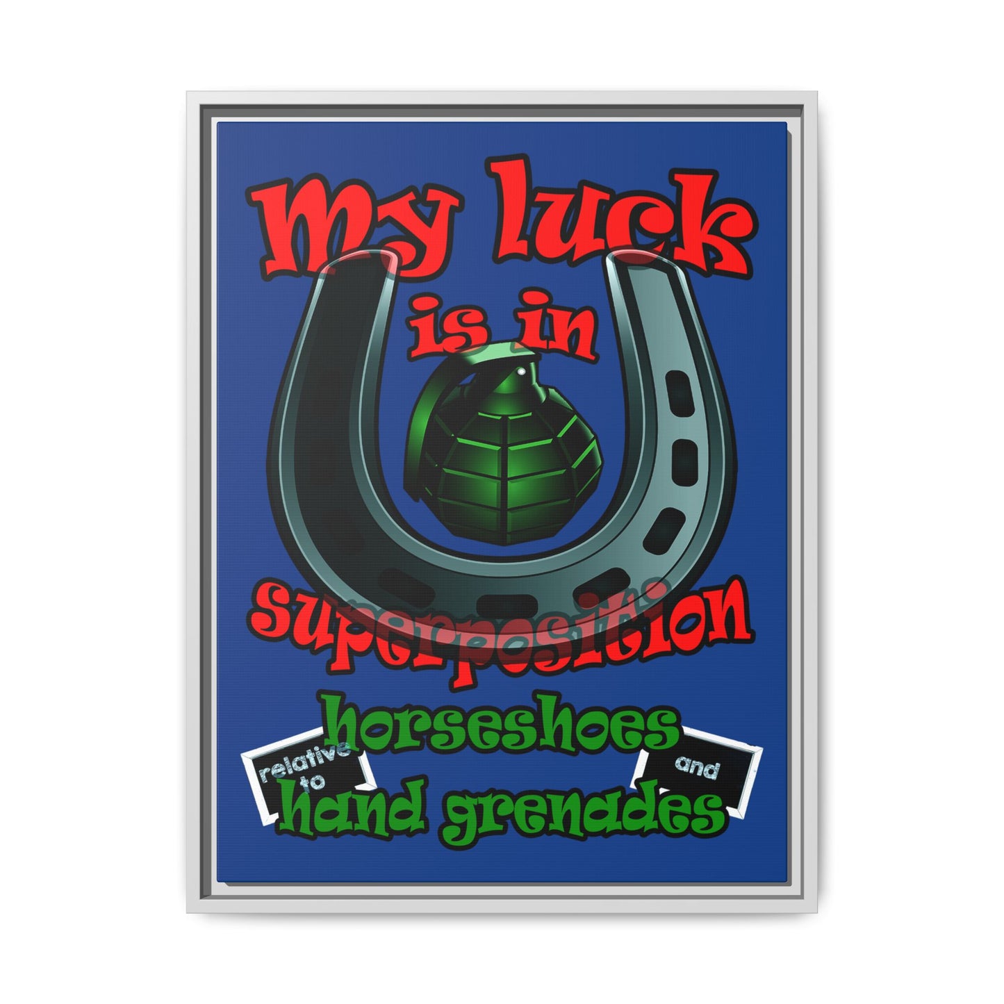 my luck - framed canvas art (dark blue)