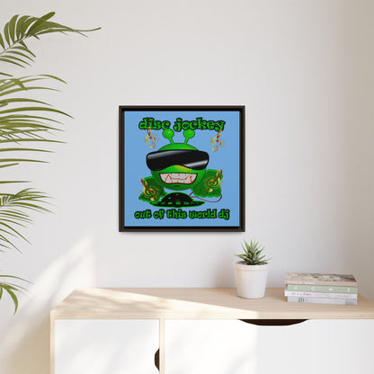 disc jockey - framed canvas art (light blue)