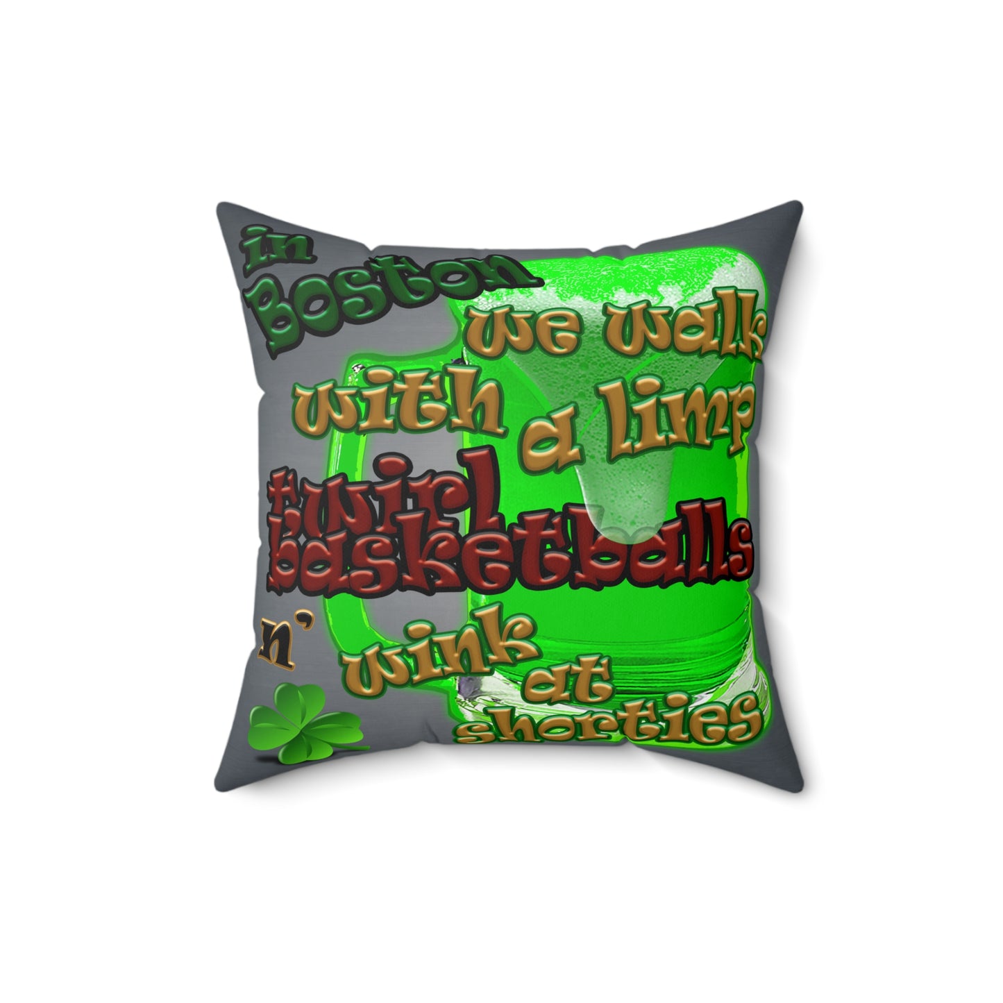 celtics logo - Spun Polyester Square Pillow - (grey-light grey)
