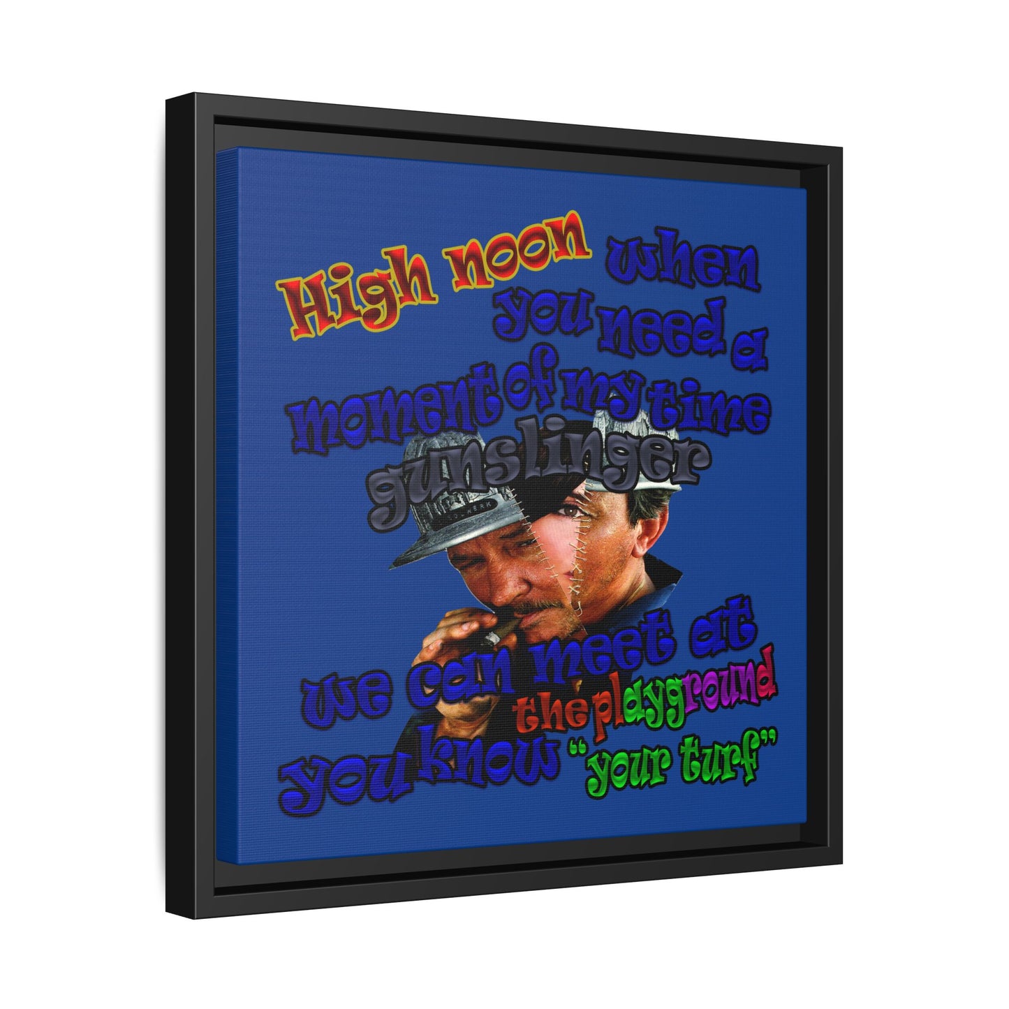 high noon - framed canvas art (dark blue)