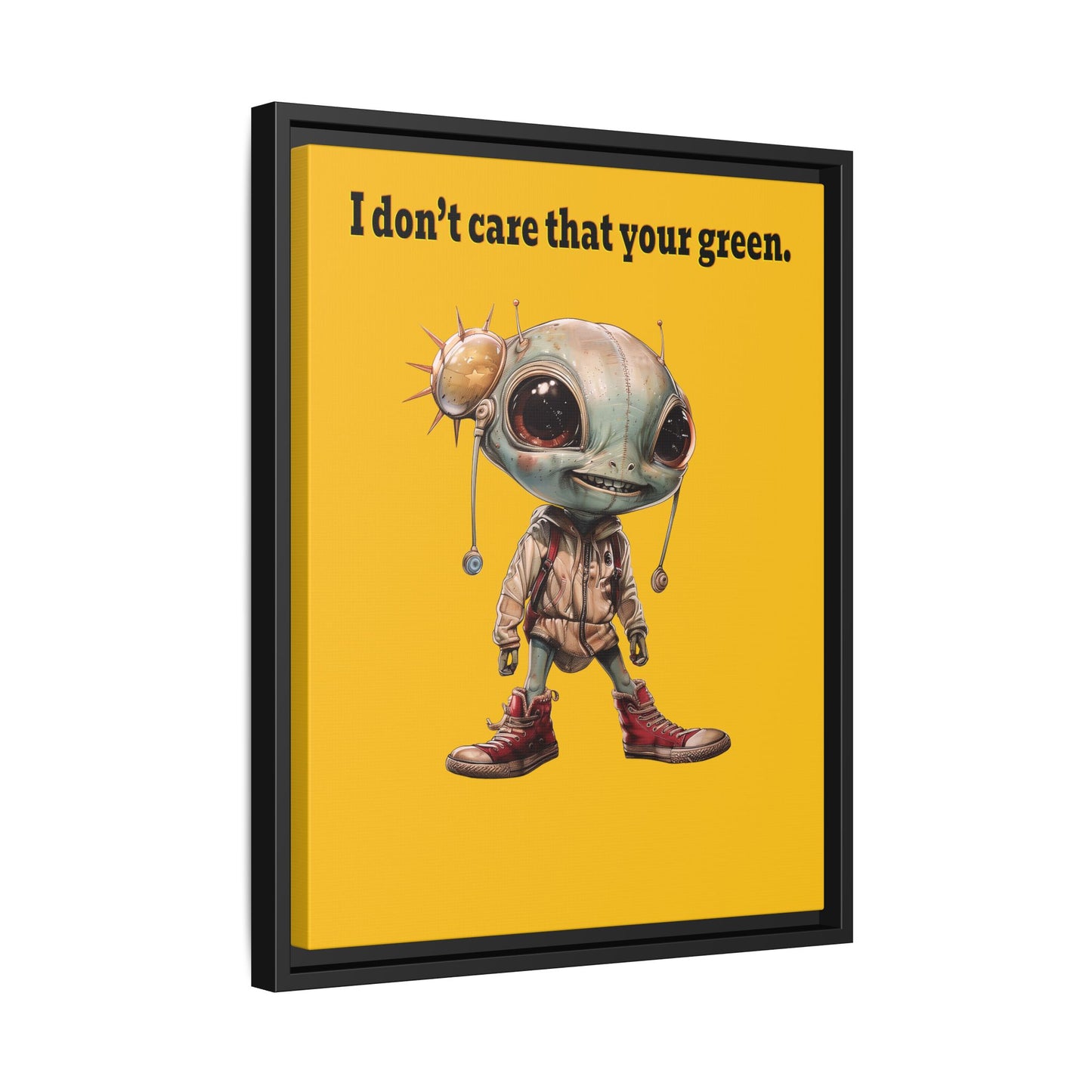 I don't care that your green - framed canvas art (yellow)