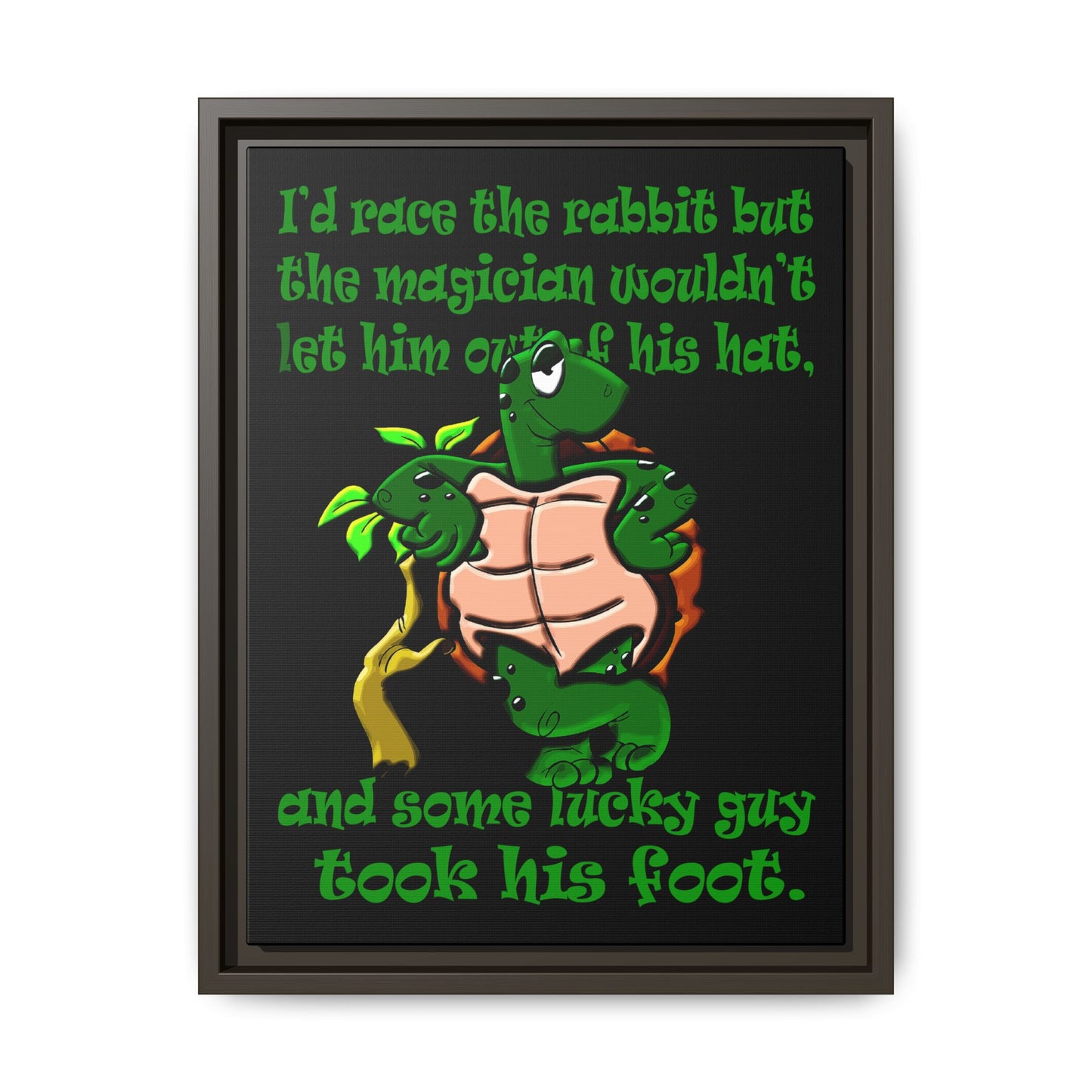 turtle race - framed canvas art (black)