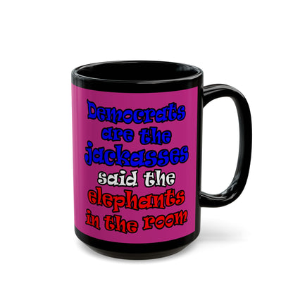 donkeys and elephants - Black Mug (pink)