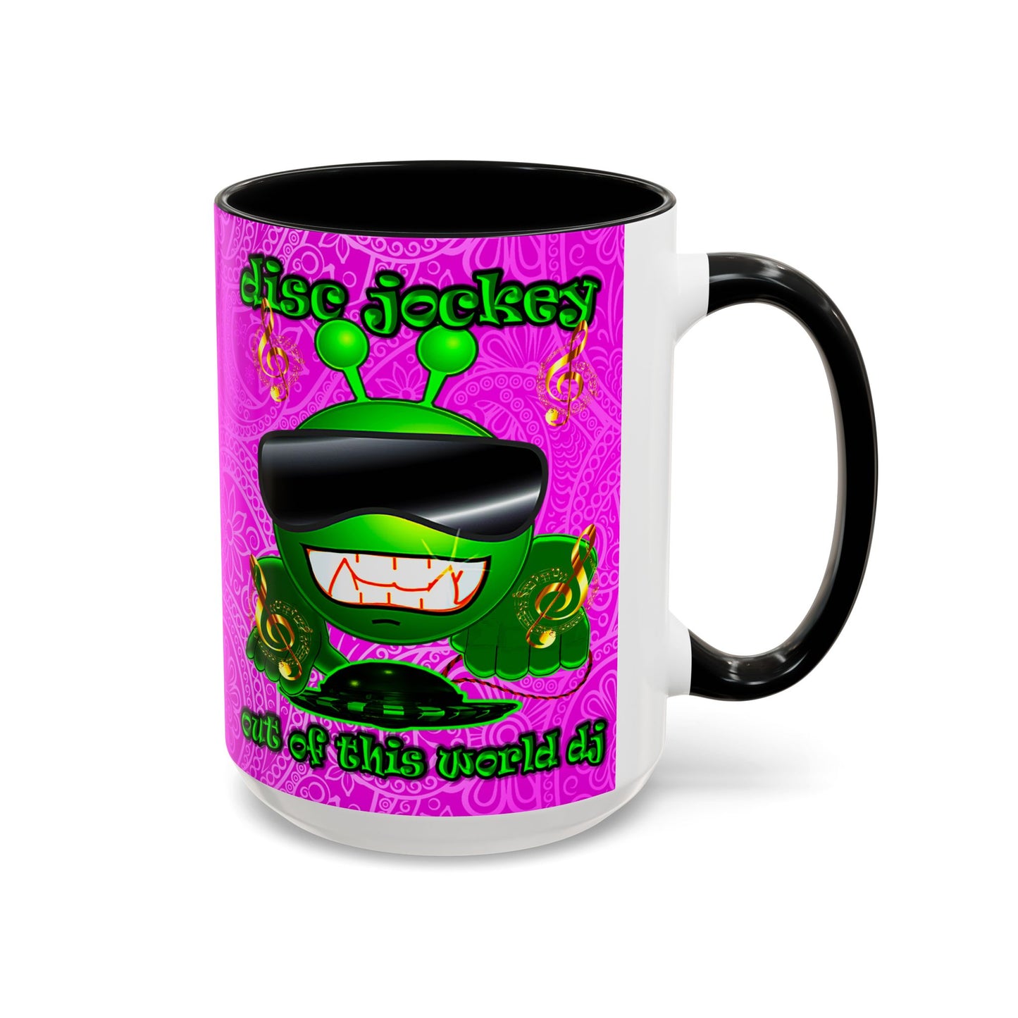 disc jockey - Accent Mug (pink swirl)
