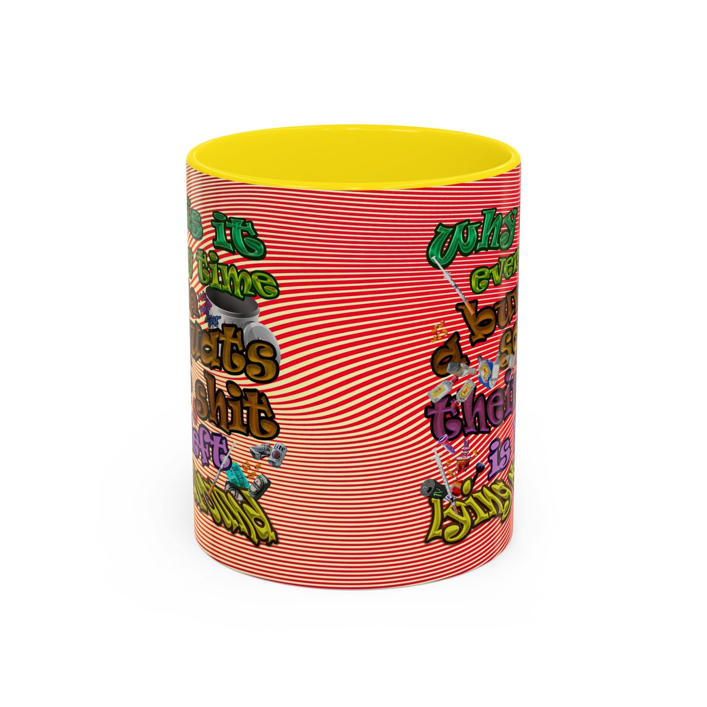 the bum's shit - Accent Mug (yellow-orange wave)