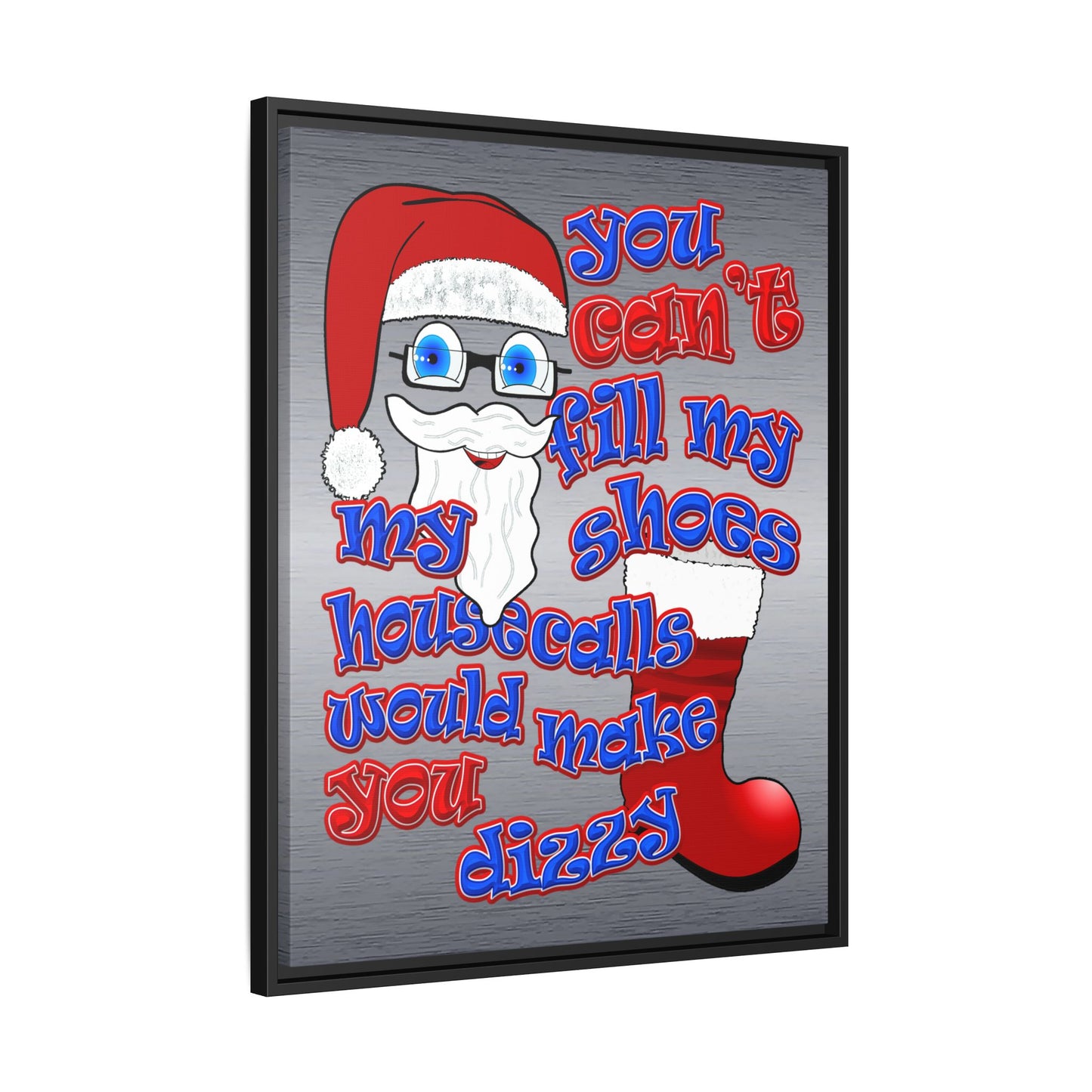 santa's shoes - framed canvas art (brushed nickel)