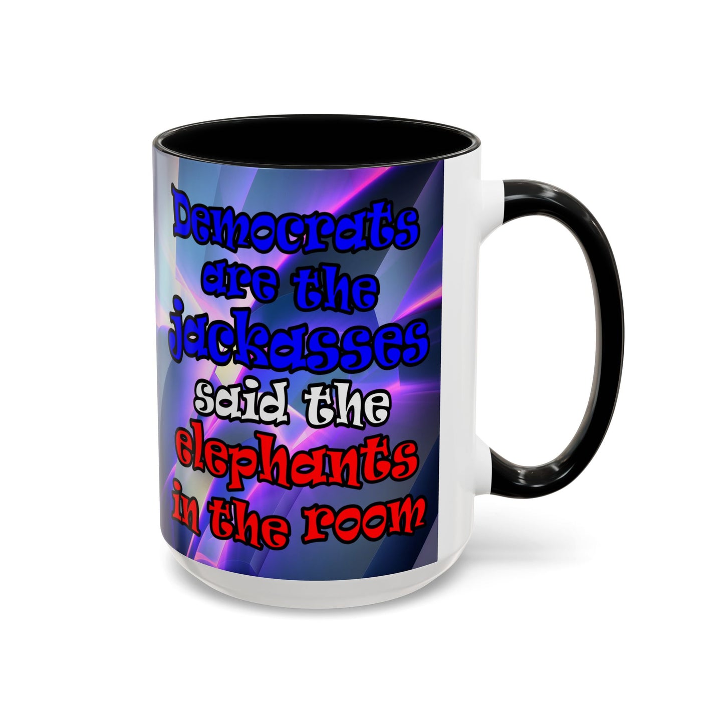donkeys and elephants - Accent Mug (grey-pink wave)