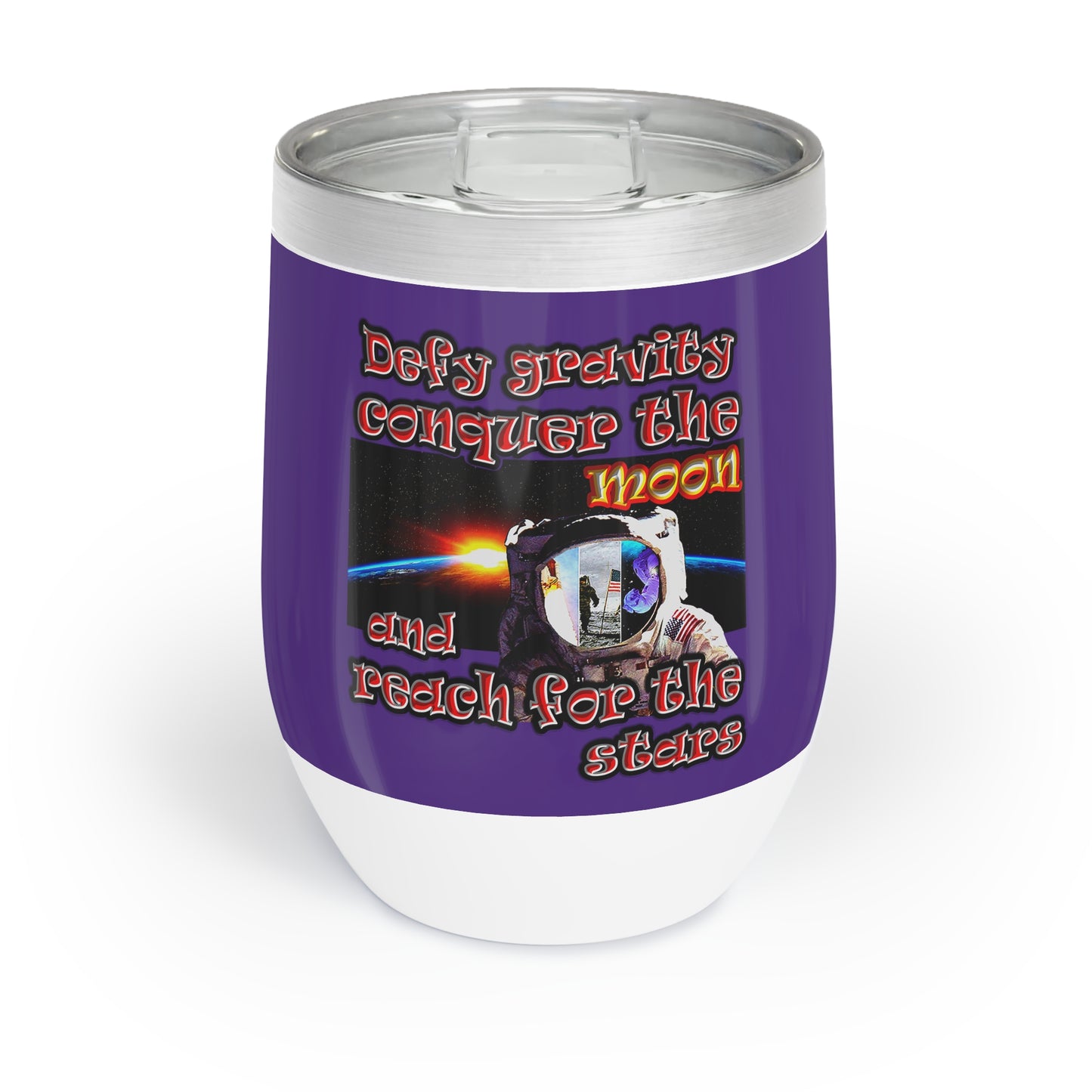 defy conquer reach - Chill Wine Tumbler (purple)