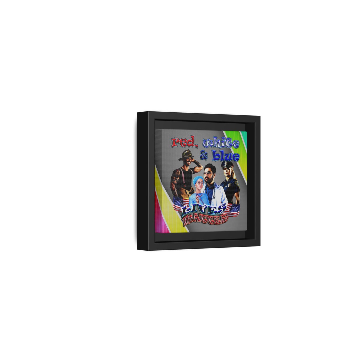 rw&b lives matter - framed canvas art (rainbow split)