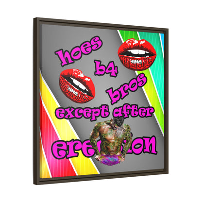 hoes b4 bros - framed canvas art (rainbow split)