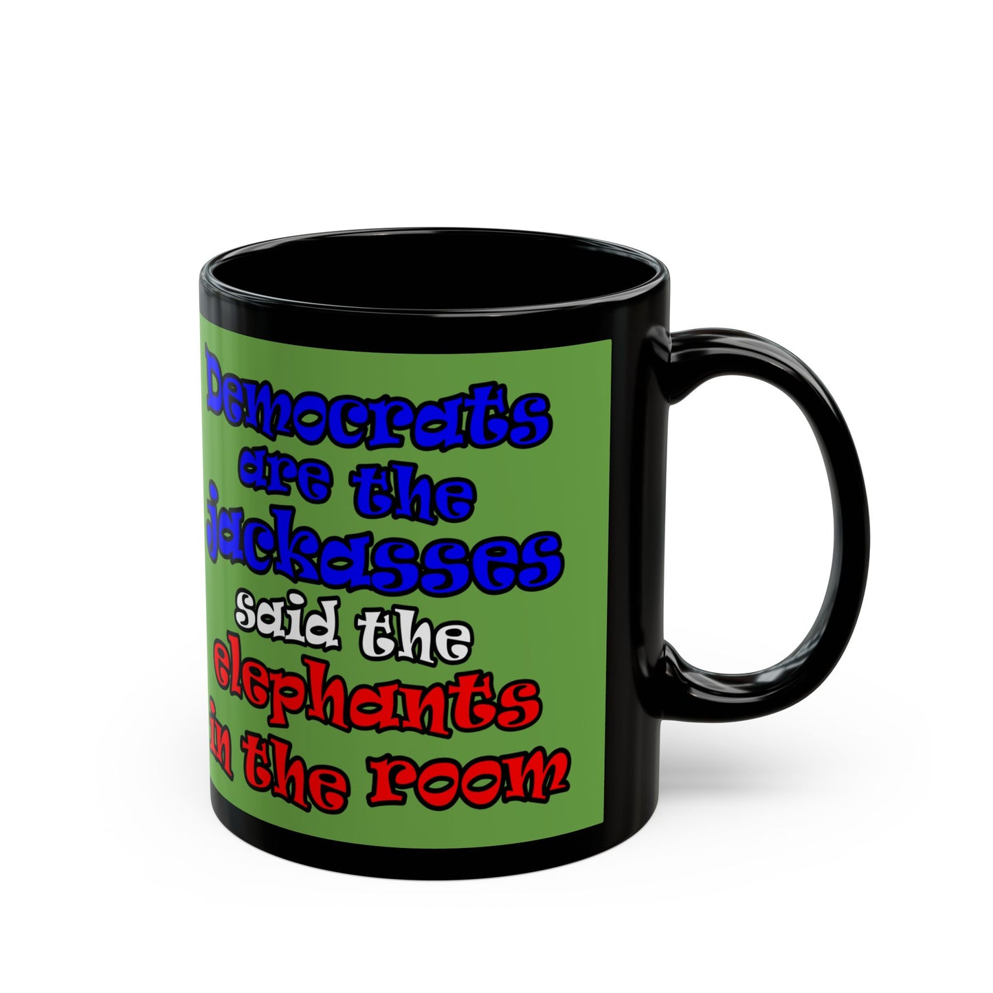 donkeys and elephants - Black Mug (green)