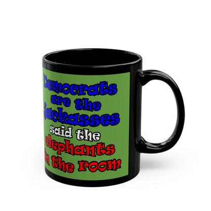 donkeys and elephants - Black Mug (green)