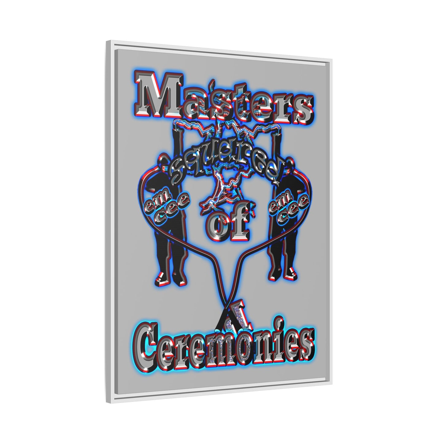 em cee squared - framed canvas art (light grey)