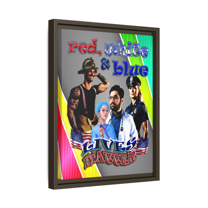 rw&b lives matter - framed canvas art (rainbow split)