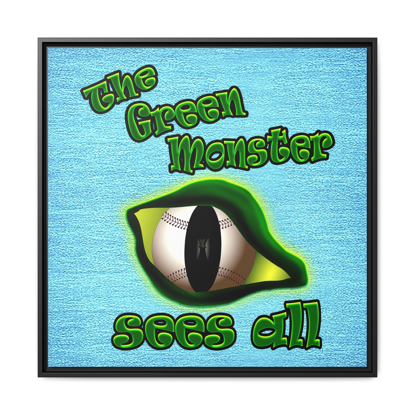 green monster - framed canvas art (faded blue)