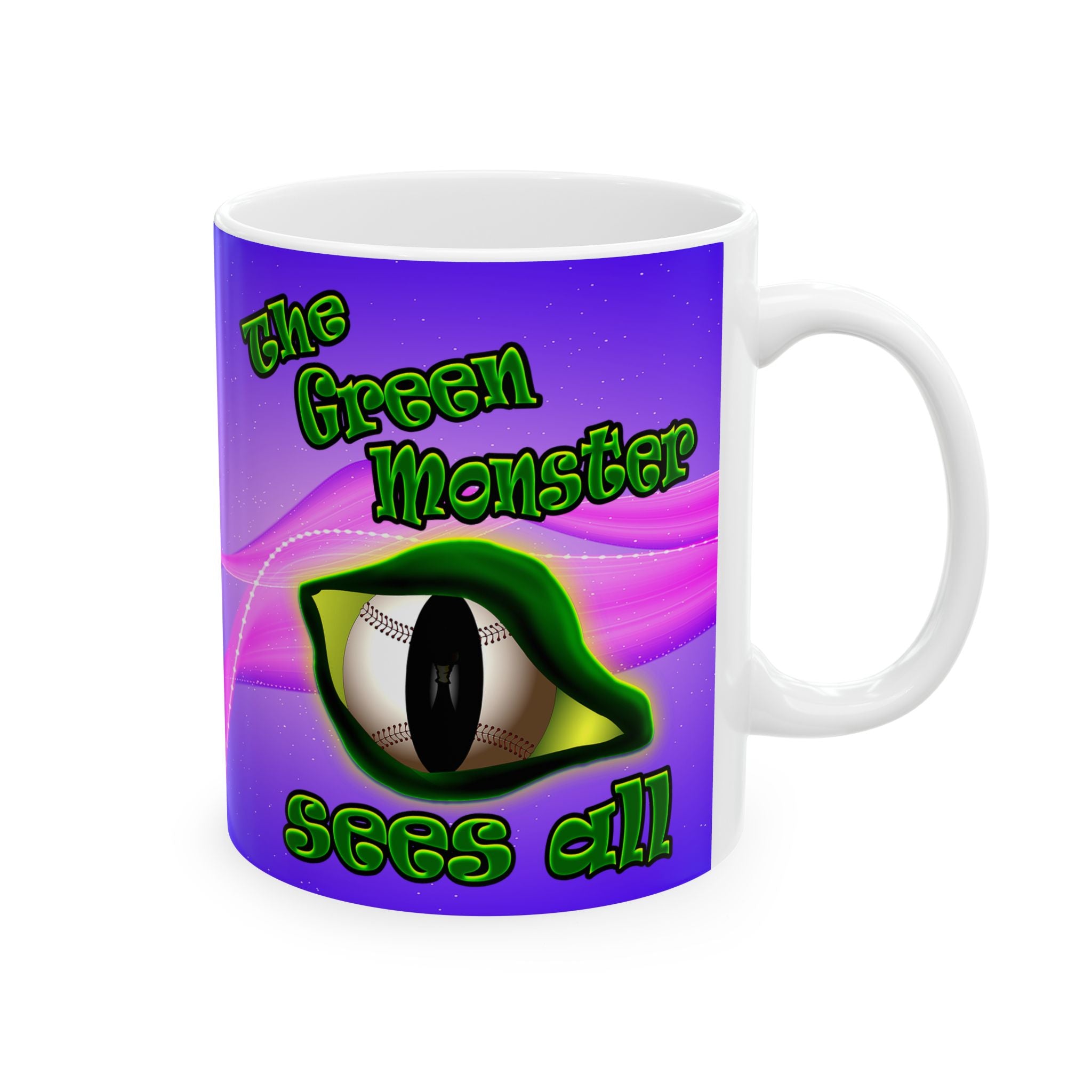 green monster - White Mug (purple-pink wave)
