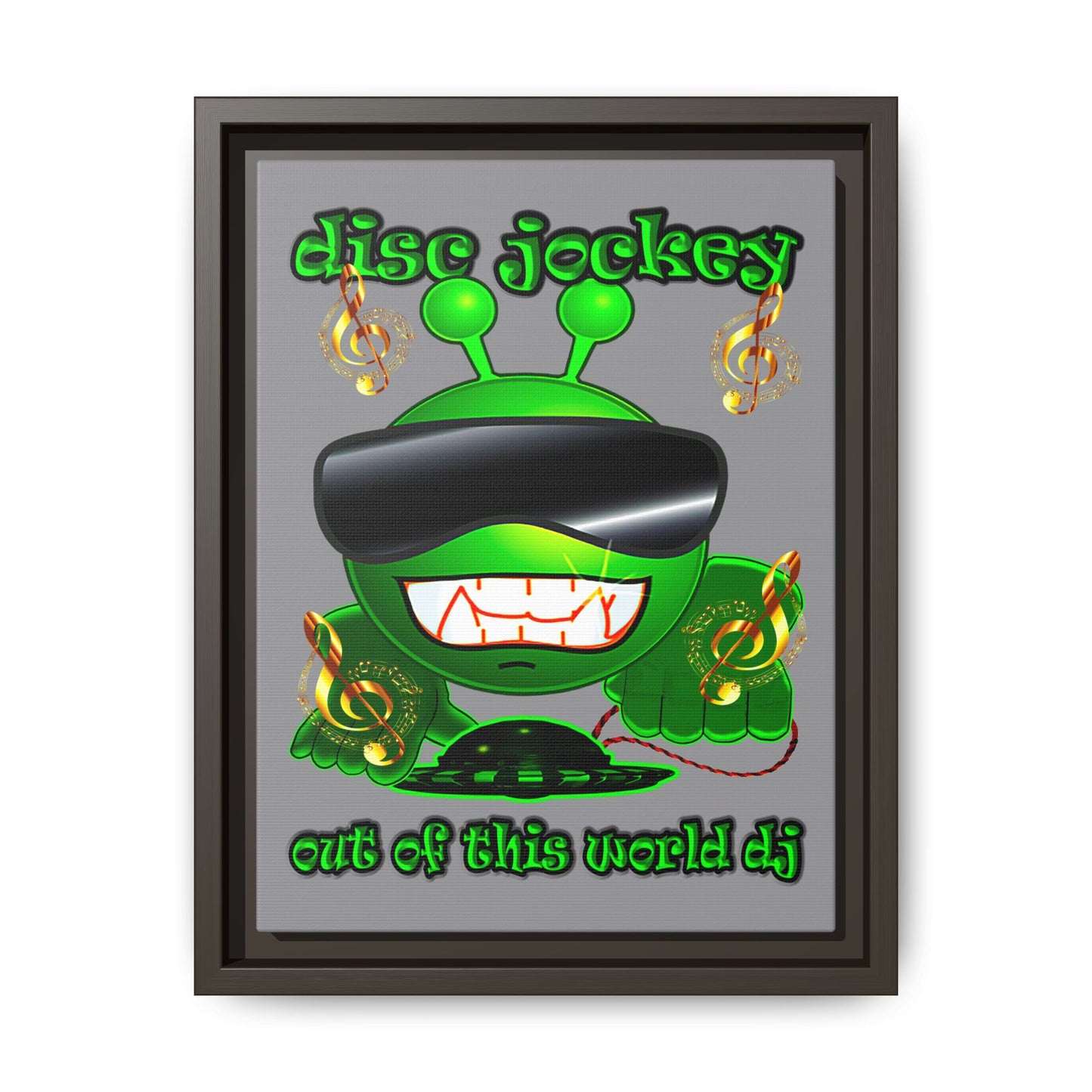 disc jockey - framed canvas art (grey)